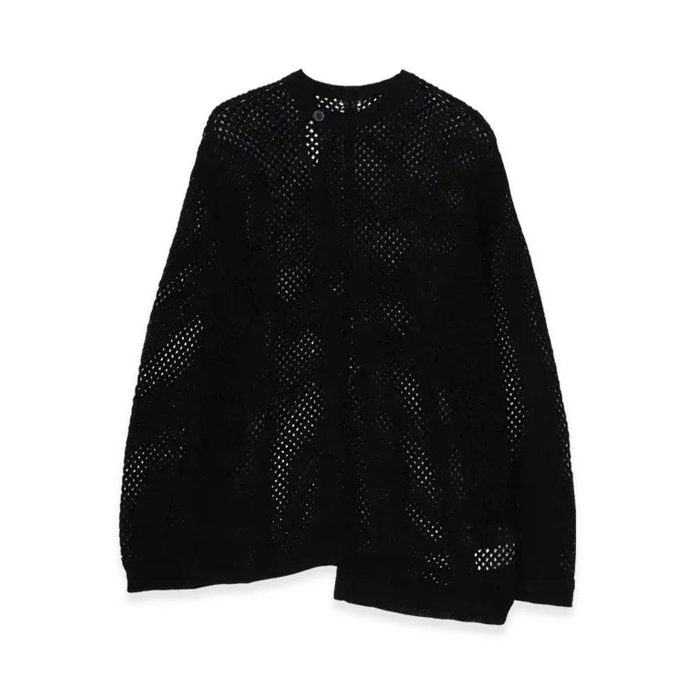 Yohji Yamamoto POUR HOMME 5G Hemmed Pattern Mesh Panel Pullover "Black"