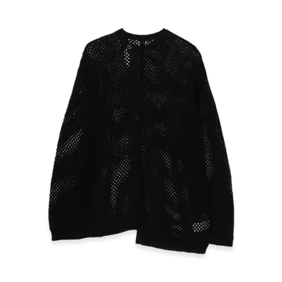Yohji Yamamoto POUR HOMME 5G Hemmed Pattern Mesh Panel Pullover "Black"