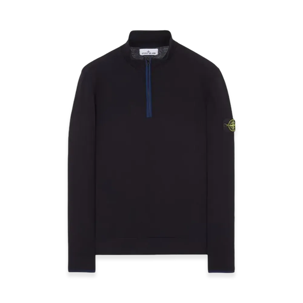Stone Island 521A1 Stretch Wool Half Zip Up Knit - 23FW "Navy Blue"