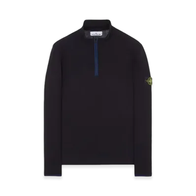 Stone Island 521A1 Stretch Wool Half Zip Up Knit - 23FW "Navy Blue"