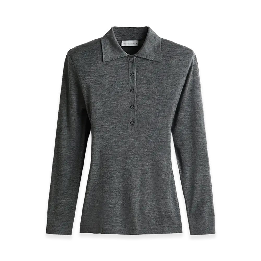 H&M x Stella McCartney Women's Merino Wool Polo Shirt "Dark Gray Melange"