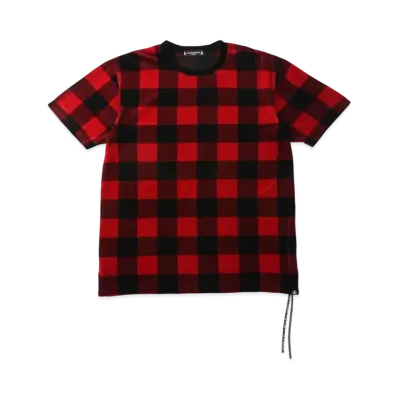mastermind JAPAN Velour Plaid Tee "Red"