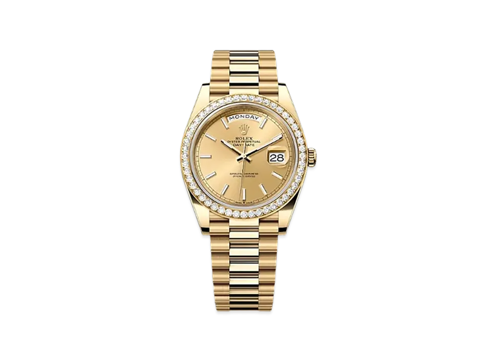 ROLEX Day-Date 40mm Yellow Gold Diamond 228348RBR "Champagne-colour"