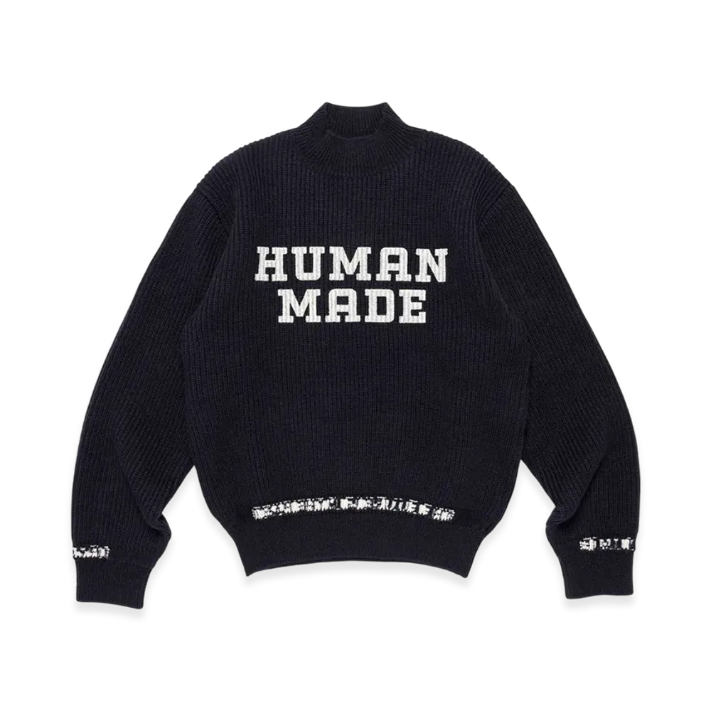 HUMAN MADE Mock Neck Knit Sweater "Navy"