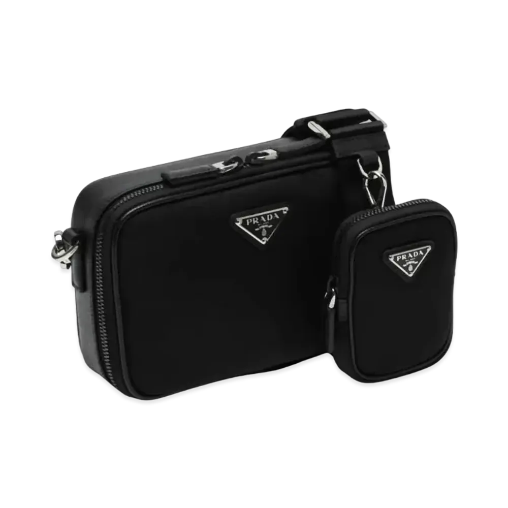 PRADA Re-Nylon and Saffiano Leather Brique Bag "Black"