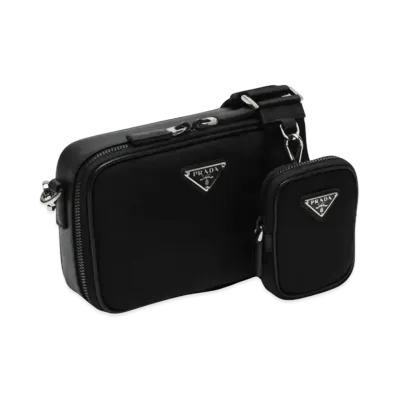 PRADA Re-Nylon and Saffiano Leather Brique Bag "Black"