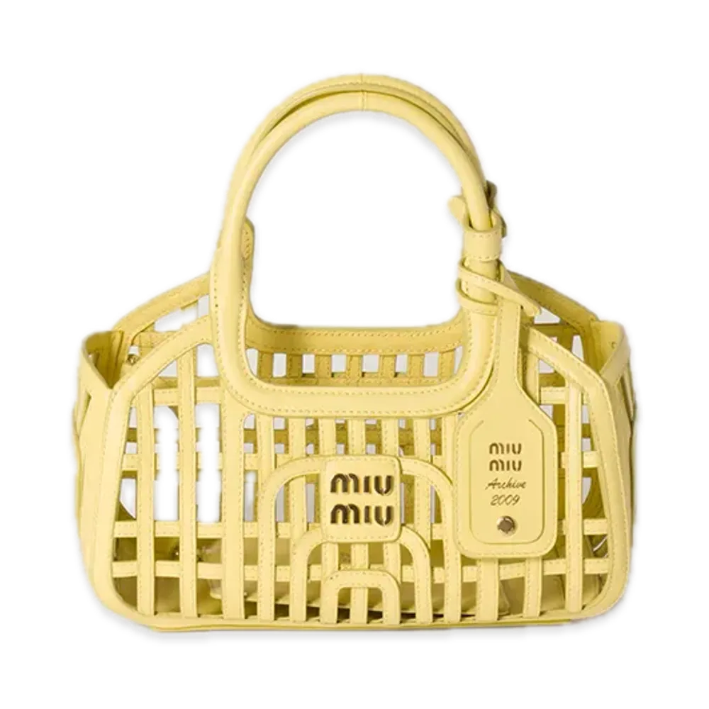 MIU MIU Leather Basket "Lemon Yellow"