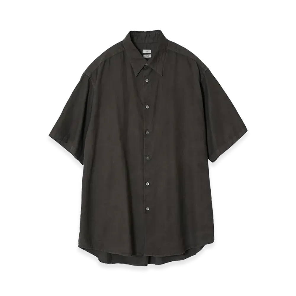 YOKE Cotton Silk Twill Garment-Dyed Loosed Shirt "Brown"