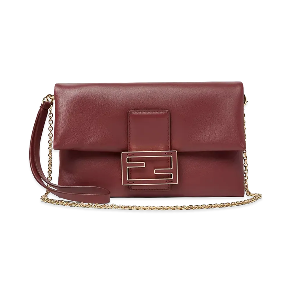 FENDI Women's Nappa Leather Baguette Mom Pouch "Red"