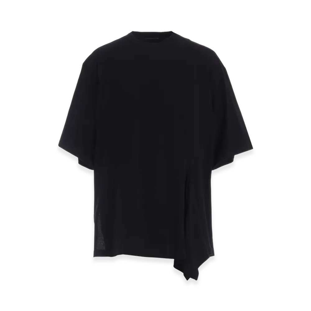 S'YTE Cotton Jersey Fabric Switch H/S Draped T-Shirt "Black/Black"