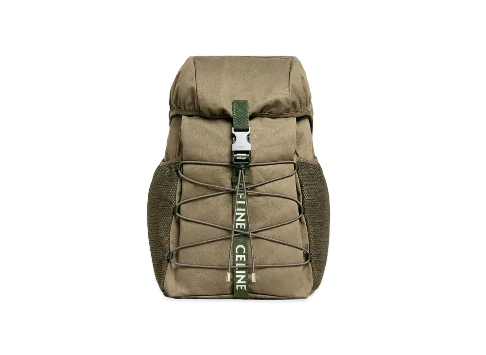 CELINE Medium Backpack Trekking In Cotton Gabardine "Khaki"
