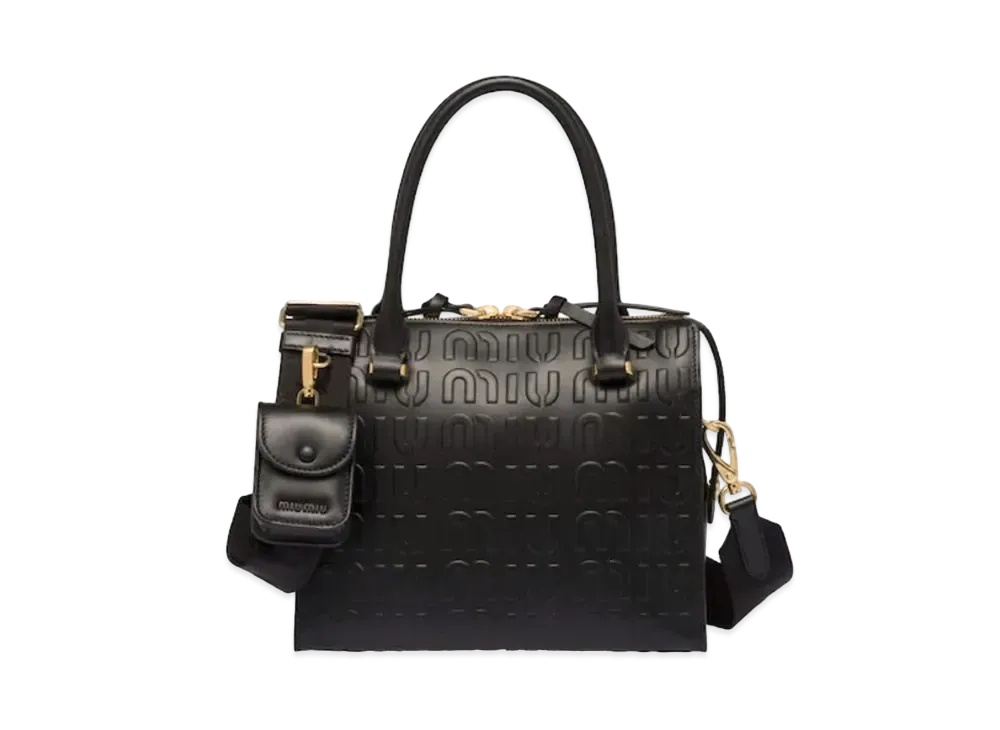 MIU MIU Embos Logo Leather Bag "Black"
