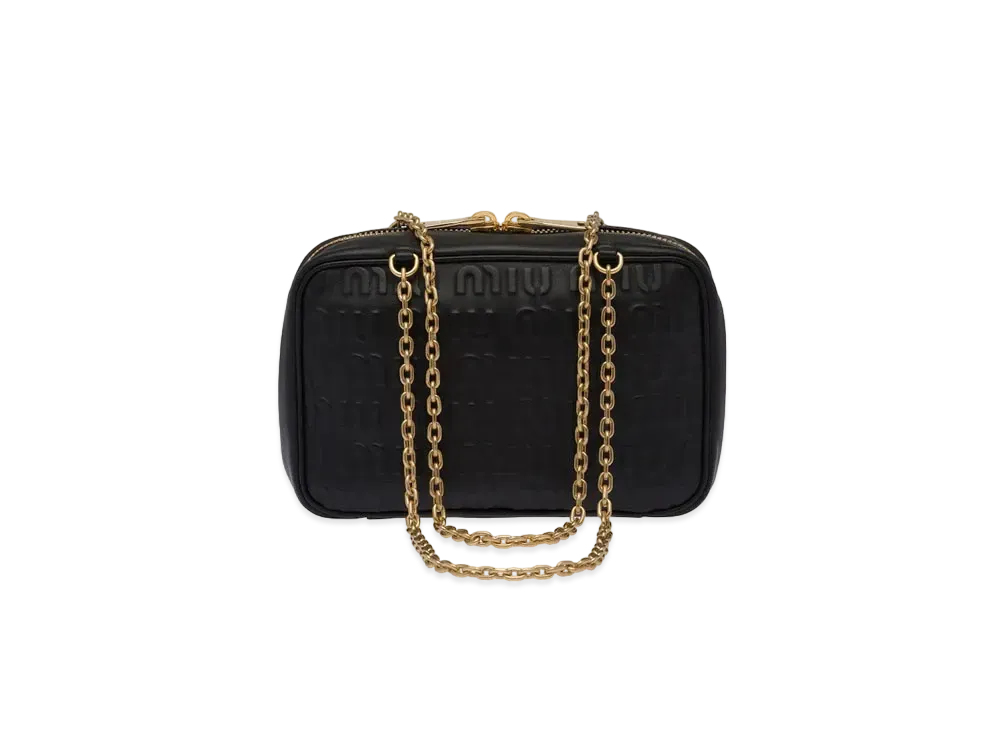 MIU MIU Logo-Embossed Leather Top-Handle Bag "Black"