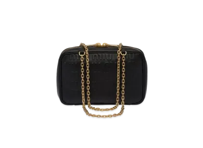 MIU MIU Logo-Embossed Leather Top-Handle Bag "Black"