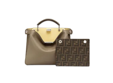 FENDI Peekaboo I See U Small Leather Bag "Gray"