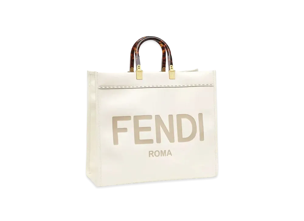 FENDI Sunshine Large Leather Shopper "White"