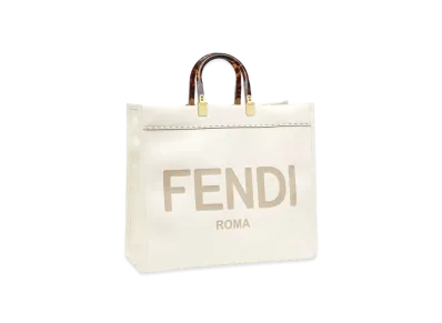 FENDI Sunshine Large Leather Shopper "White"