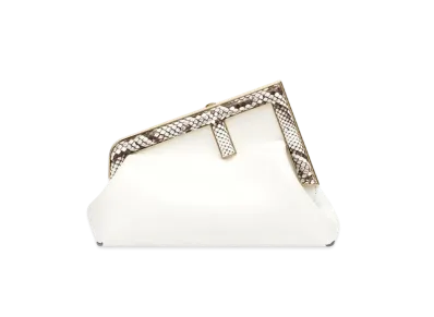 FENDI First Small Leather Bag Exotic Deter "White"