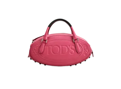 TOD'S Leather Boston Bag Mini "Black/Pink/Red"