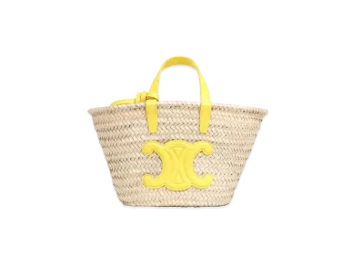 CELINE Teen Triomphe Celine Classic Panier In Palm Leaves And Calfskin "Anis"