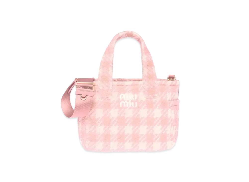 MIU MIU Terry Cloth Handbag "Pink/Ivory"