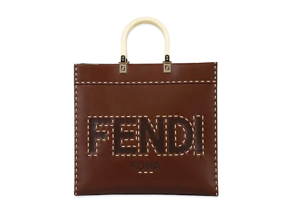 FENDI Sunshine Medium Leather Shopper "Brown"