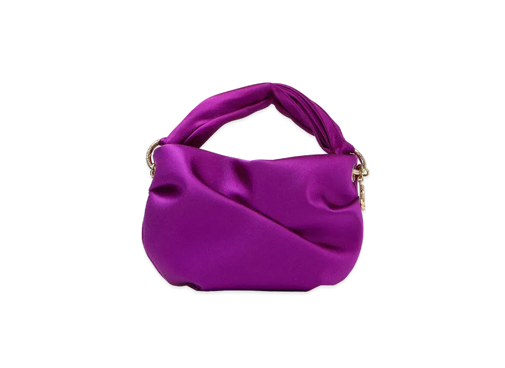 JIMMY CHOO BONNY Satin Bag With Twisted Handle "Pink Violet"
