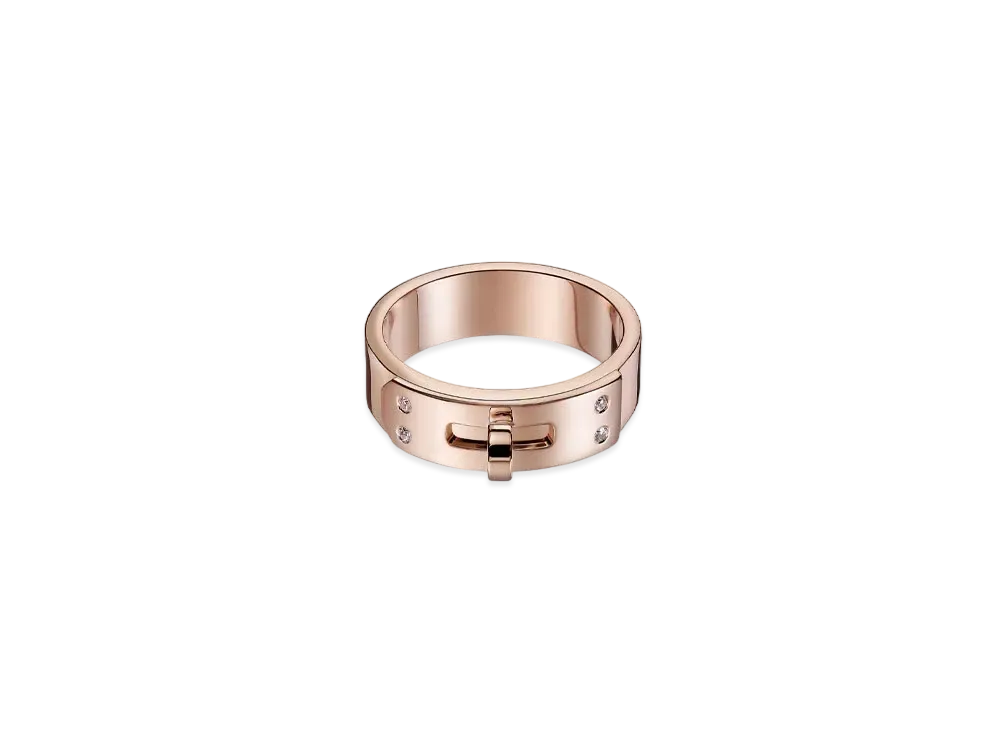 Hermes Kelly Ring PM "Pink Gold/4 Diamonds"
