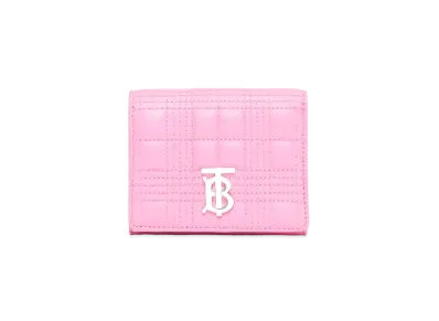 BURBERRY Small Quilting Lamb Skin Lola Folding Wallet "Primrose Pink"
