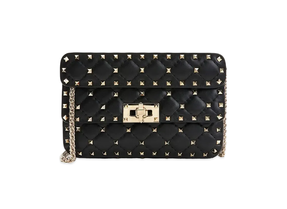 Valentino Small Rockstud Spike Nappa Leather Bag "Black"