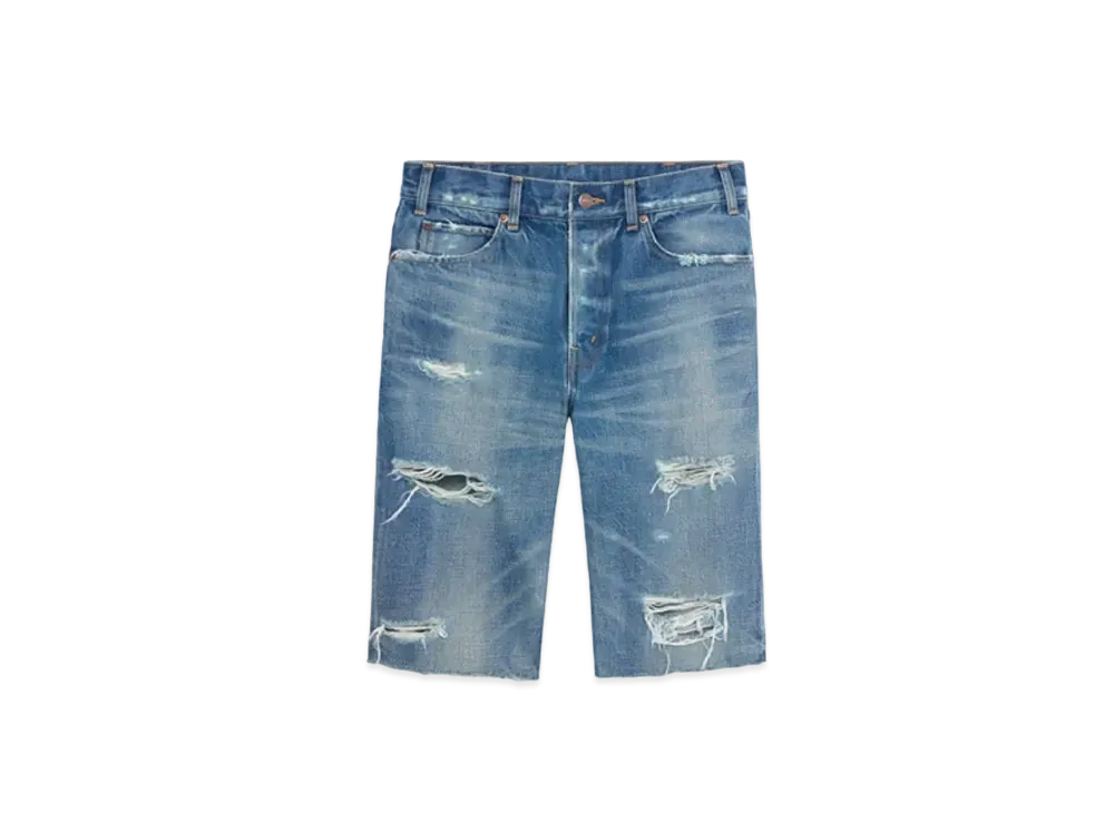 CELINE Kurt Thrash Wash Denim Shorts "Indigo"