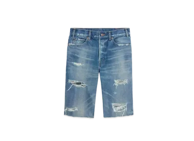 CELINE Kurt Thrash Wash Denim Shorts "Indigo"