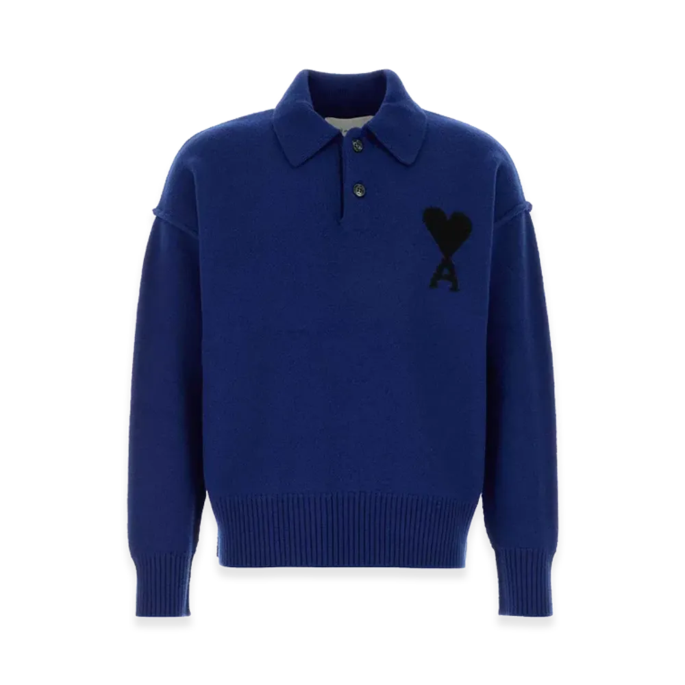 AMI PARIS Polo "Bleu Roi/Noir"