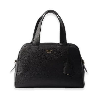 PRADA Large Leather Top-Handle Bag "Black"
