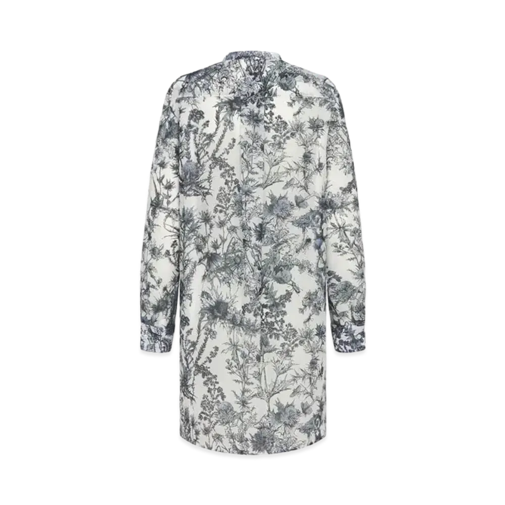 Dior Long Blouse Cotton Muslin with Dior Chardons Motif "Blue/White"