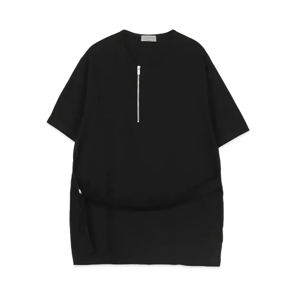 Yohji Yamamoto Pour Homme 30/-CORMA PLAIN STITCH ZIP FASTENER SHORT SLEEVES "Black"