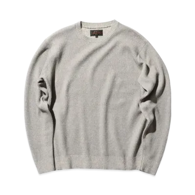 BEAMS Crew Rib 12G Cotton "LightGray"