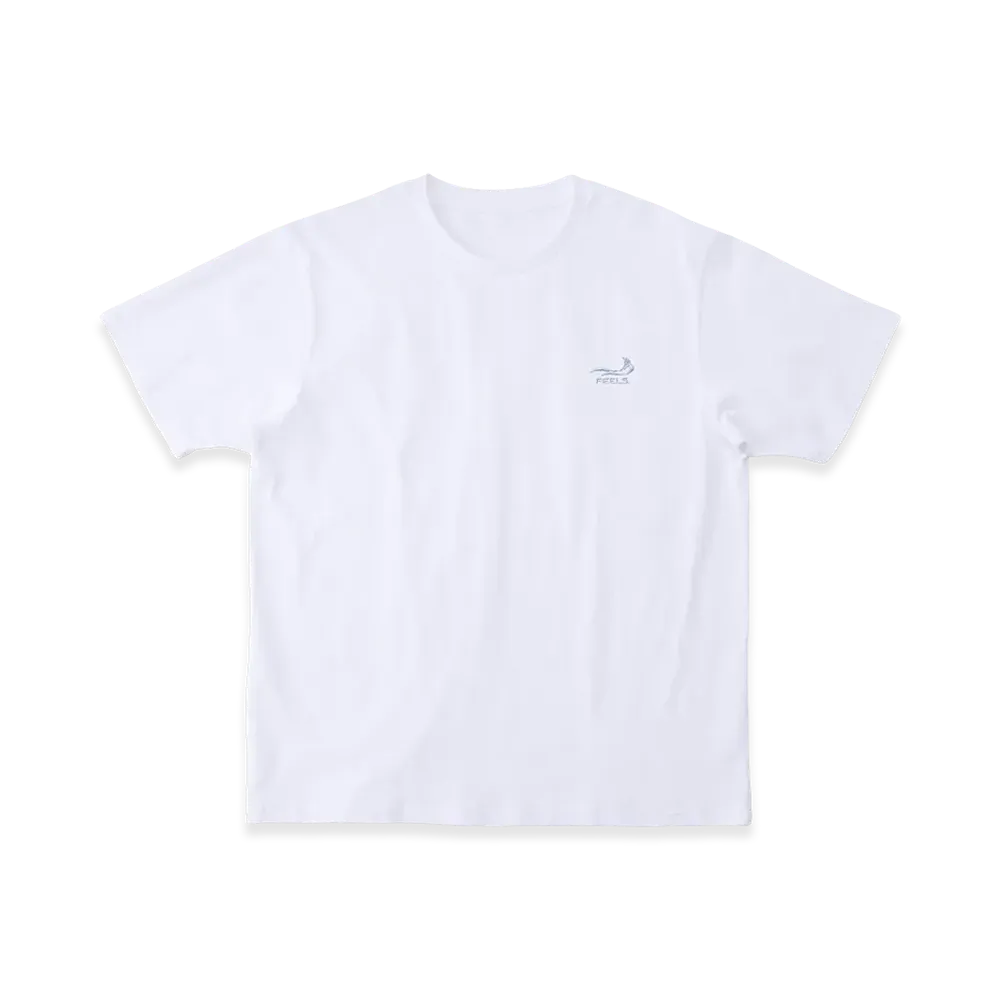 FEELS. One Point Logo Stitch T-Shirt "White/Light Blue"