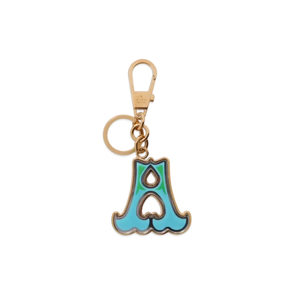 GUCCI Letter A Plexiglas Keychain "Blue/Gold"