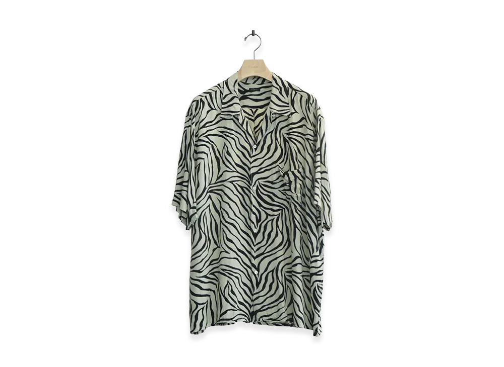 COMOLI Zebra Short Sleeve Open Collar Shirt "Zebra"