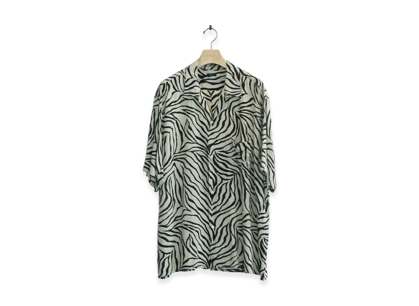 COMOLI Zebra Short Sleeve Open Collar Shirt COMOLI Zebra Short Sleeve Open Collar Shirt