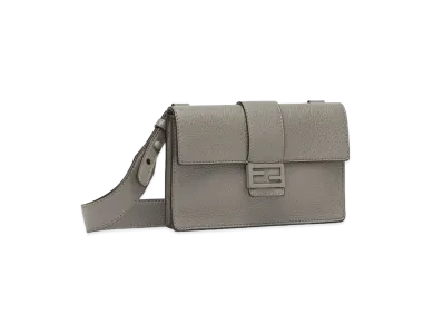 FENDI Baguette Slim Clutch Leather Bag "Gray"