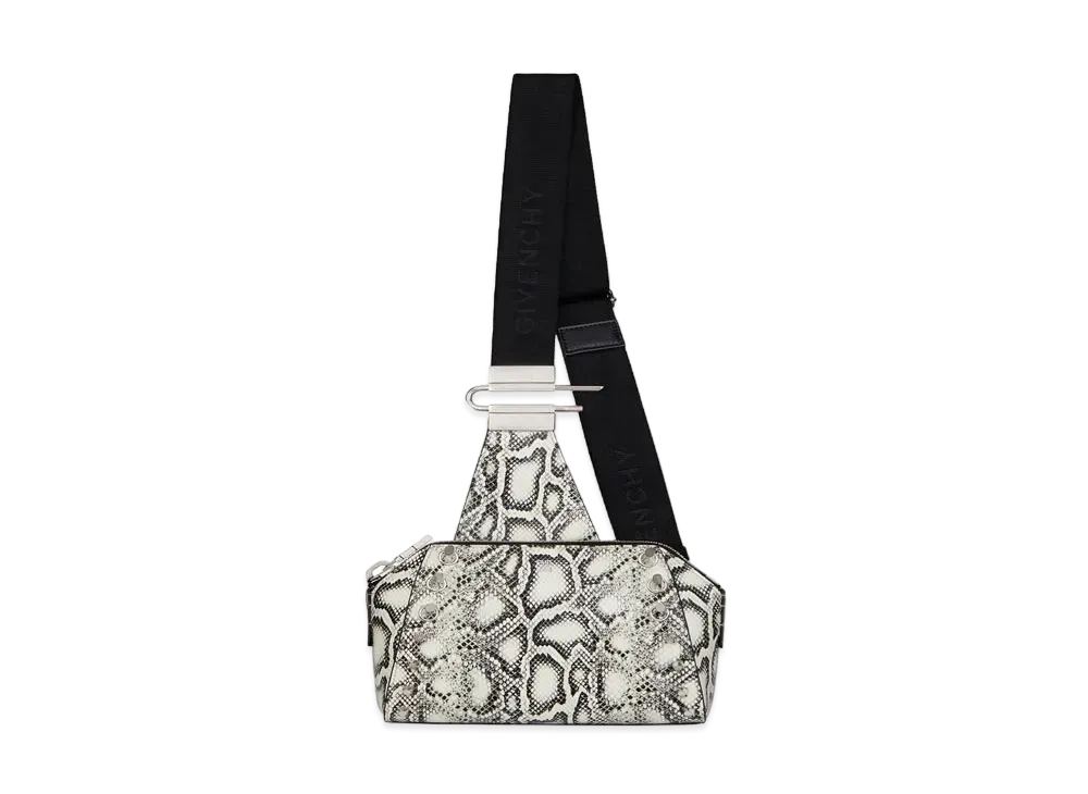GIVENCHY Small Antigona Crossbody Bag in Python Effect Leather with Studs "Black/White"
