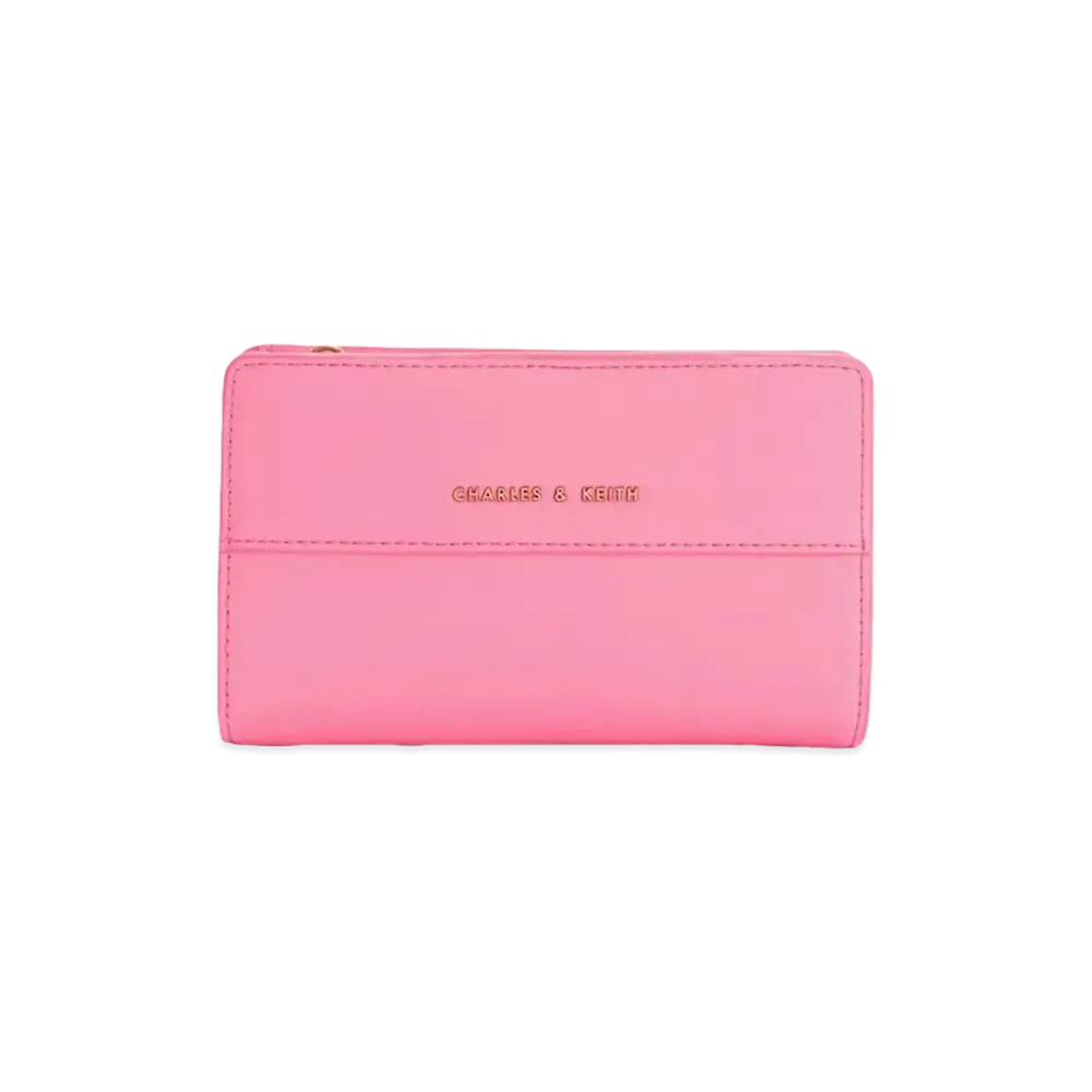 CHARLES & KEITH Snap Button Small Wallet "Pink"