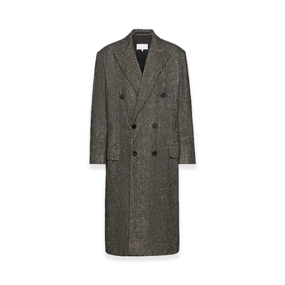 Maison Margiela Printed Herringbone Wool Coat "Grey"