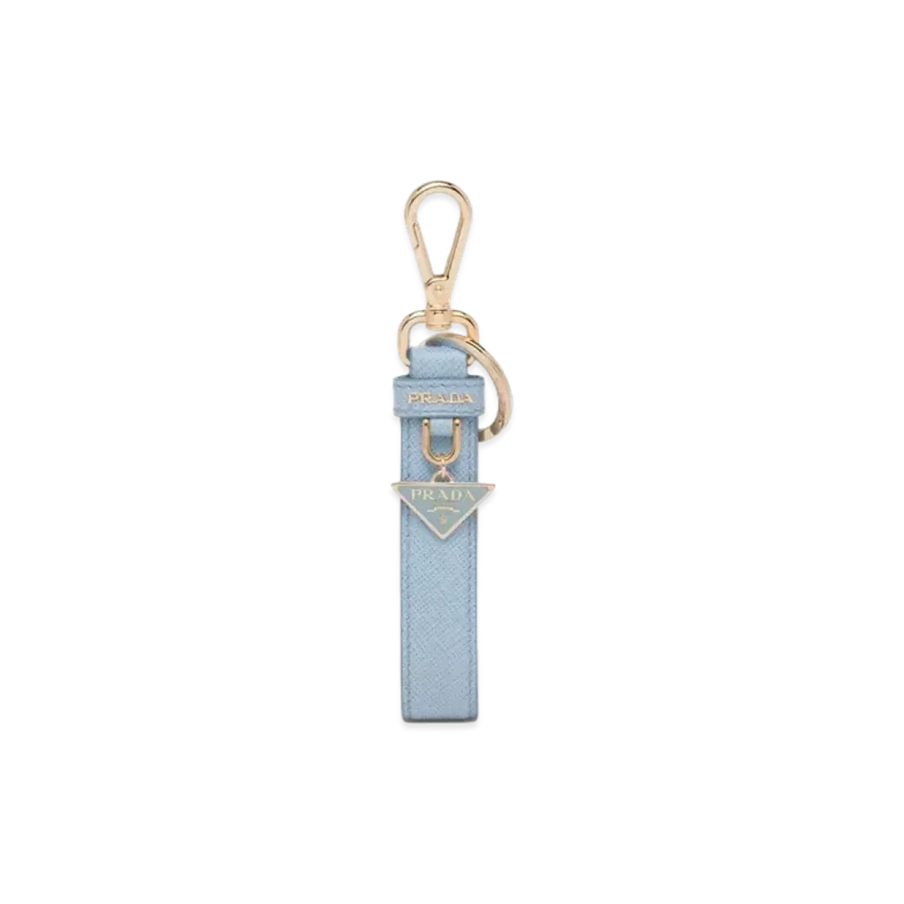 PRADA Saffiano Leather Keychain "Light Blue"
