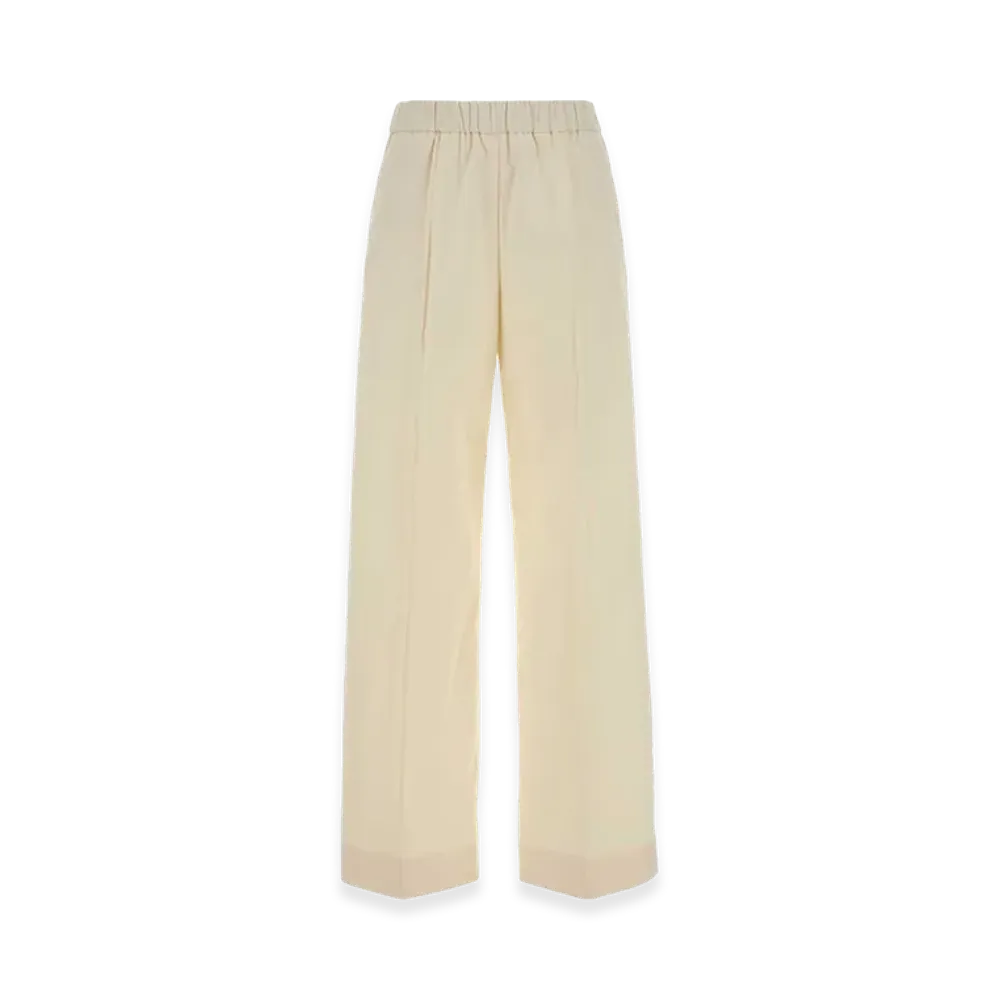 Jil Sander Women's Cotton Wide-Leg Pant "Ivory/White"