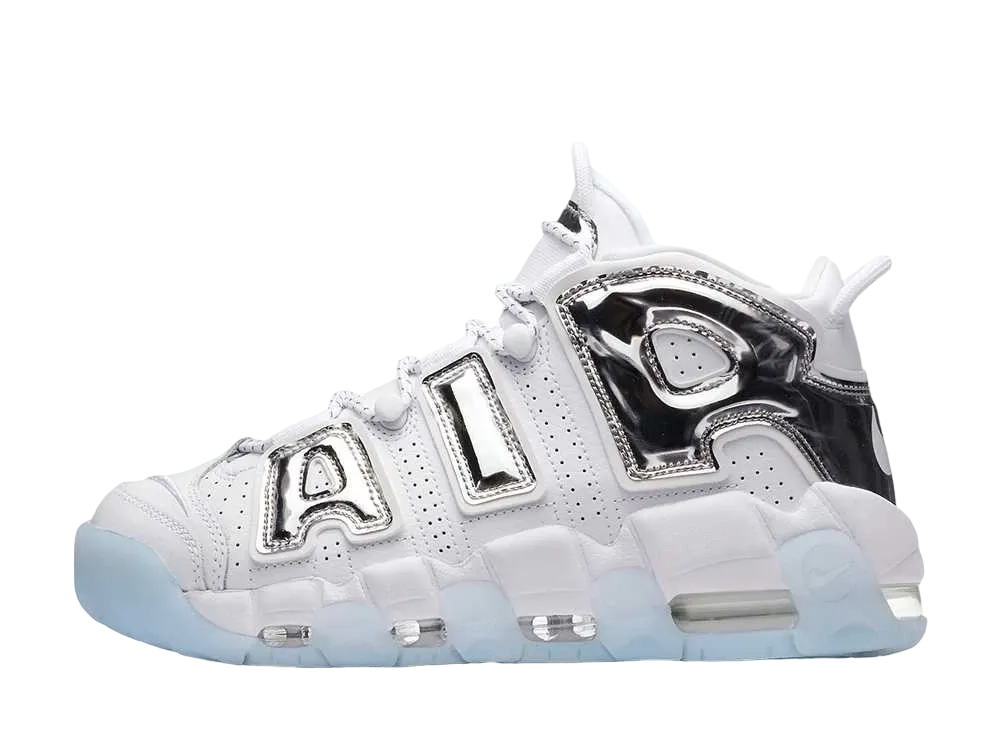 NIKE Women's AIR MORE UPTEMPO CHROME WHITE/SILVER