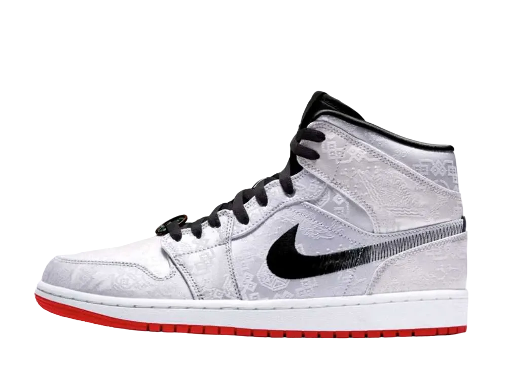 CLOT × Nike Air Jordan 1 Mid SE Fearless "White/Black/Red"