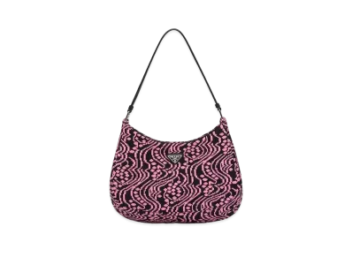 PRADA Cleo Jacquard Knit And Leather Bag "Black/Pink"